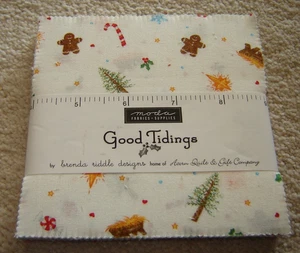 CHRISTMAS 5" MODA charm pack of 42 GOOD TIDINGS brenda riddle designs - Picture 1 of 4
