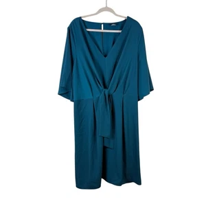 CITY CHIC Damenkleid Übergröße 22 türkis vorne zum Binden V-Ausschnitt Flatterärmel - Bild 1 von 4