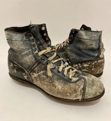 VTG 40'S FOOTBALL CLEATS DISTRESSED PATINA WORN LEATHER HI TOP NFL SHOES BOOTS - Image 1 of 4