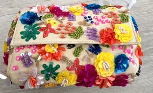 India multicolored, beaded and sequined clutch bag. - Picture 1 of 6