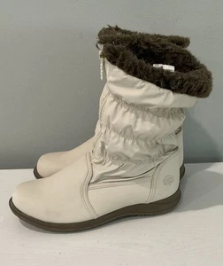 TOTES 817313 Women’s Sz 9.5M Boots Faux Fur Front Zip Waterproof Ivory/Cream - Imagen 1 de 12