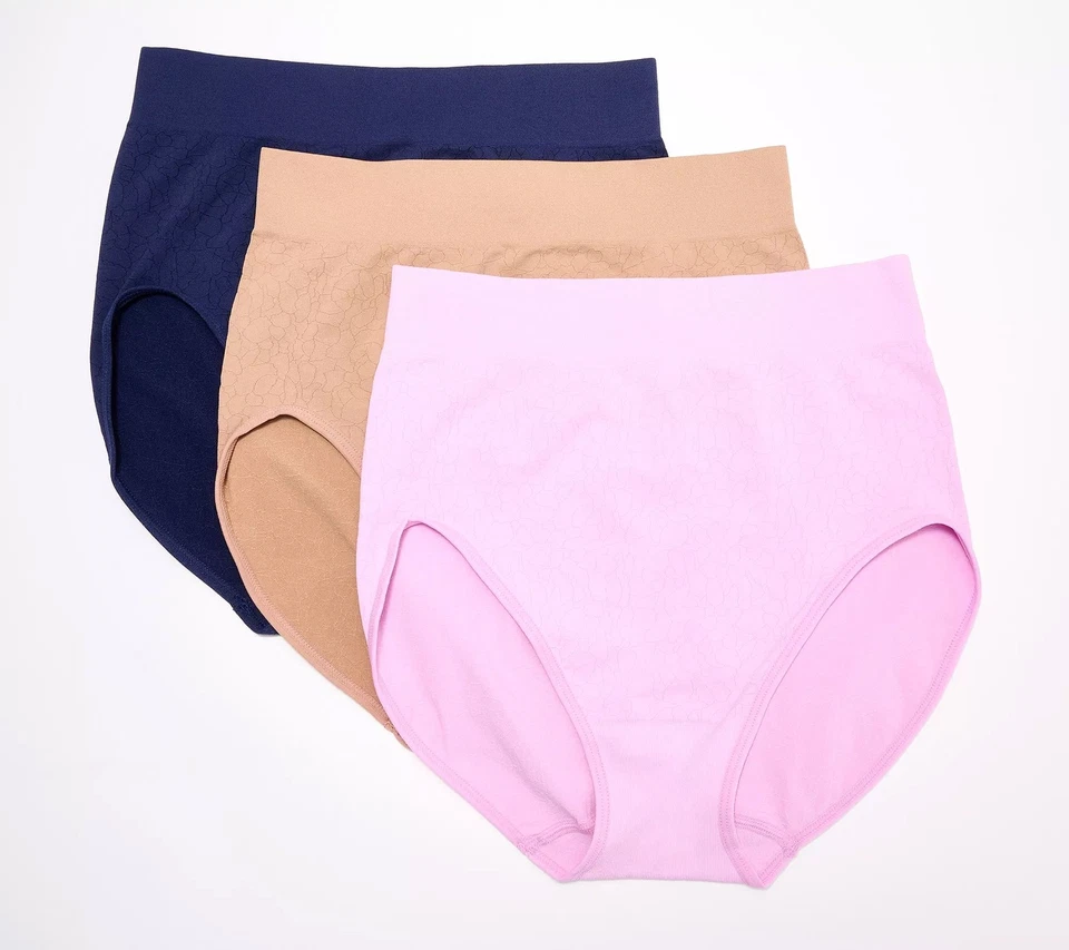 Breezies Cooling Comfort Seamless Hi-Cut Panty Set of 3 Pink Lavender S New - Image 1 of 1