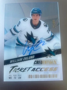 2024-25 Credentials Hockey William Eklund Ticket Access Auto Clear Cut 27/99 - Picture 1 of 2