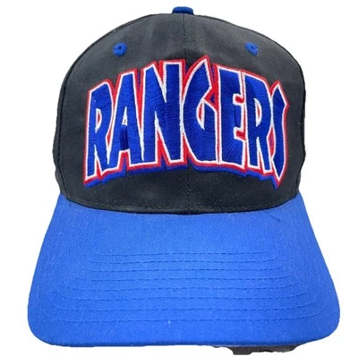 De colección New York Rangers Sombrero Gorra Snapback Cúpula Negra Años 90 Burbuja Logo NHL RARO Foto 1 de 4