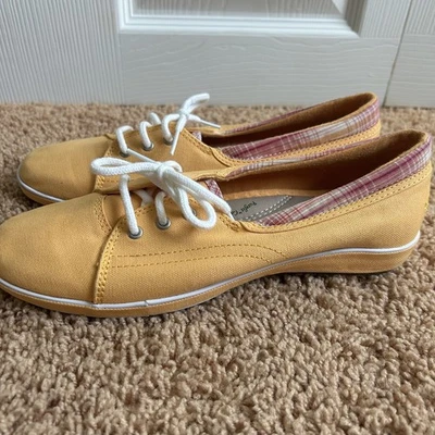 Zapatos Grasshopper amarillos para mujer 8 planos cómodos de encaje usados en excelente estado Foto 1 de 4