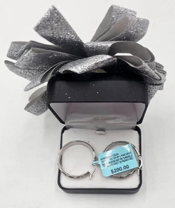 Belk & Co. Criss Cross Hoop Earrings in Sterling Silver - Picture 1 of 3