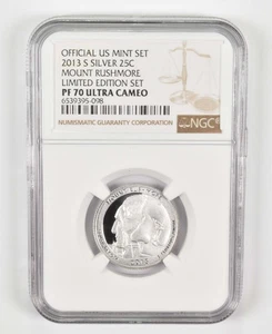 2013-S PF70 Mount Rushmore Silver Quarter US Mint Limited Edition Set NGC *5114 - Picture 1 of 5