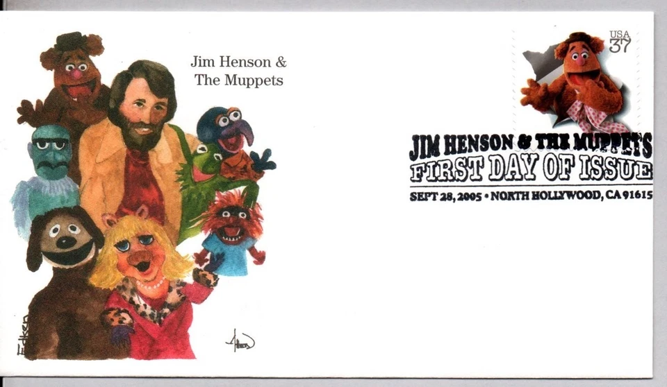 3944b FOZZIE BEAR, JIM HENSON MUPPETS STAMP FIRST DAY ISSUE, EDKEN FDC ARTWORK - Image 1 of 1