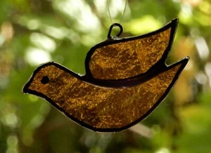 Petite Little YELLOW AMBER GLASS DOVE Stained Glass SUNCATCHER Made in Australia - Picture 1 of 12