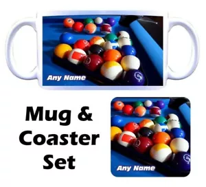 PERSONALISED Pool Table Print Ceramic Mug & Coaster Christmas Birthday Gift - Picture 1 of 7