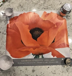 Vintage 1988 Georgia O’Keeffe Poster Print Metropolitan Museum Of Art Red Poppy - Picture 1 of 10
