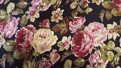 Tela Viscosa Española para Correr Rosa Col Rosa Flores en Blanco 56"" x 7 yardas Foto 1 de 3