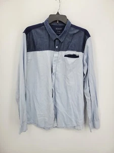 Guess Hemd Herren XL Blau Colorblock Langarm Knopfleiste Streetwear Y2K Vintage - Bild 1 von 10