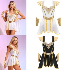 Mujer Emperatriz Romana Toga Disfraz Pétalo Falda Body con Capa Integrada - Imagen 1 de 30