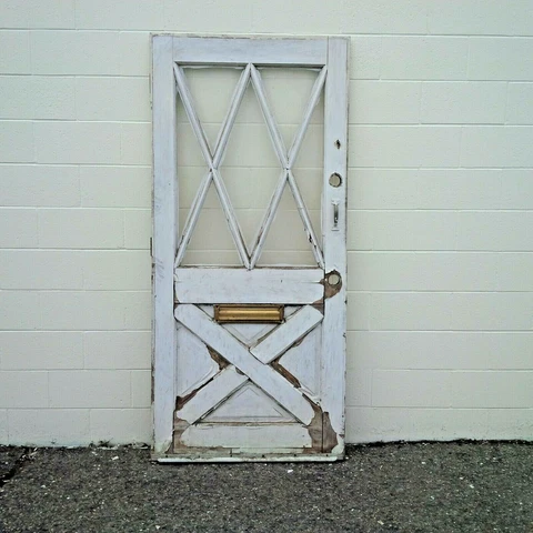 Antique Diamond Pane House Door Solid Wood Mail Slot Shipping Available $$ Cover