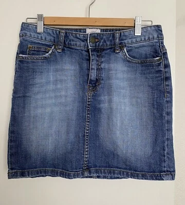 H&M LOGG Falda Denim Azul Lavada Sobre la Rodilla Talla 8 Festival Boho Vaquera Foto 1 de 4