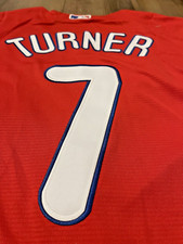 Philadelphia Phillies TREA TURNER Red Alternate Baseball JERSEY. NWT Size Large