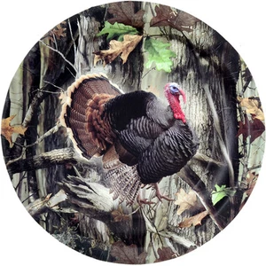 Turkey Next Camo Party Paper Plates 7", Set of 8 Camouflage Birthday Wedding - Picture 1 of 1
