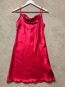 NWT Bebe Spaghetti Strap Red Satin Silky Cowl Neck Y2K 2000s Style Slip Dress M - Picture 1 of 3