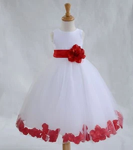 Flower Girl Dress Wedding Dress Birthday Dress Pageant Dresses Rose Petals Dress - Picture 1 of 27