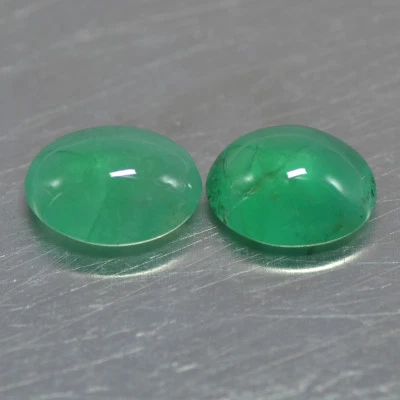 Par de cabujones ovalados de esmeralda verde superior natural 9x7x4 mm 3,45 cts Zambia piedras preciosas Foto 1 de 3