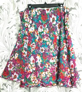 XL NOTATIONS A-LINE SOFT CRINKLE CHIFFON PULL-UP LINED DOUBLE RUFFLE SKIRT NEW - Picture 1 of 7