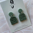 Statement Earrings - 'SUNFLOWER' - Clay - Arch Halves - Olive Green