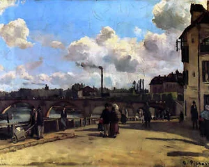 View of Pontoise Quai Au Pothuis Painting by Camille Pissarro 8x10" Art Print - Picture 1 of 1