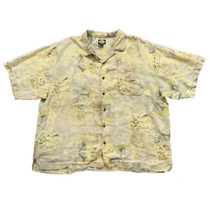Tommy Bahama Shirt Mens Size 2XL Short Sleeve Hawaiian Linen Floral Yellow - Picture 1 of 6