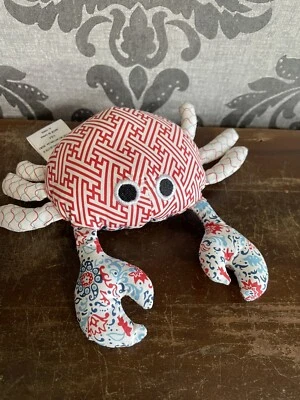 Mud Pie Crab Plush Rattle Baby Toy Patterned Nautical Stuffed Animal Boy Girl - Image 1 of 4