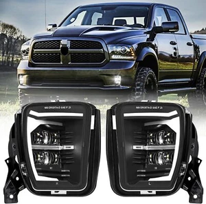 DRL LED Fog Lights Bumper Driving Lamp Assembly For Dodge Ram 1500 2013-2018 - Picture 1 of 13