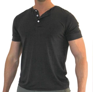 DRIVE Ryan Gosling Vintage Style HENLEY Charcoal T Shirt by Magnoli Clothiers - Picture 1 of 2
