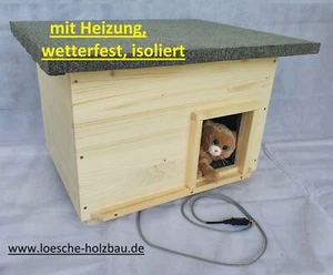 Katzenhaus mit Heizung Katzenhütte Wurfkiste Hundehütte wetterfest isoliert - Bild 1 von 8
