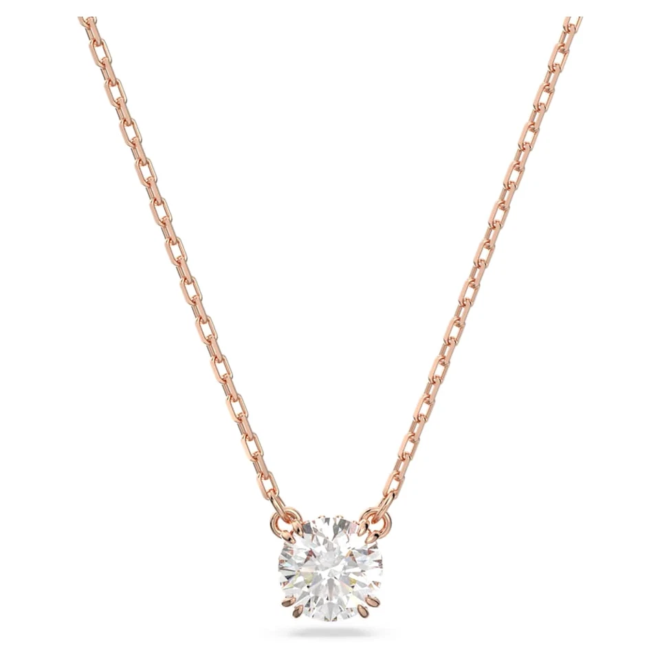 Swarovski 5636710 Stilla Pendant - Round Cut White Zirconia Rose Gold-Tone Plat