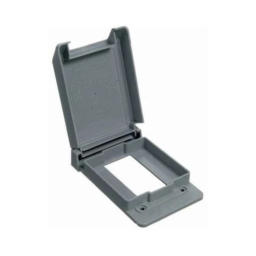 Carlon E98GFCN-CAR, 1 marcha, receptáculo GFCI, gris, cubierta de caja resistente a la intemperie, 1 pieza Foto 1 de 1