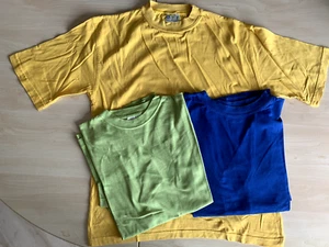 Drei T-Shirts Outfit, Gr.164,  Farbe Grün, Blau und Gelb, 100 %Baumwolle - Bild 1 von 2