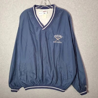 Chaqueta cortavientos vintage Fresno Blue Devils para hombre XL azul logotipo bordado años 90 Foto 1 de 4