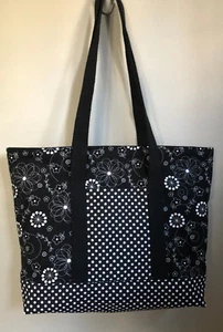 Flower Doodles and Dots Tote Bag - - 100% algodón - medidas 16" X 12" X 2.5" - Imagen 1 de 5