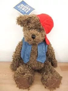 NEU Hallmark First Snow "Buster" Jeansweste roter Hut Braunbär Plüsch - Bild 1 von 4