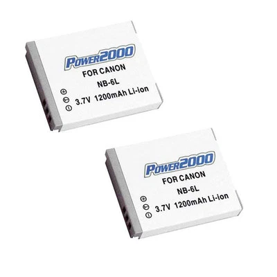 2 Pack Power2000 NB-6L Battery for Canon SX700, SX610, D30, SX530, SD3500 Camera - Image 1 of 2