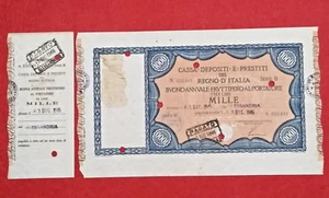 REGNO D' ITALIA CASSA DEPOSITI E PRESTITI BUONO FRUTTIFERO DA 1000 LIRE 1945 - Picture 1 of 2