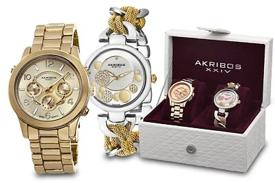 AKRIBOS XXIV Womens AK676YG Two Tone 40mm Watch Set 130194 - image 1 of 2