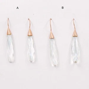 Pendiente colgante de cuarzo de cristal transparente enchapado en oro rosa joyería de plata 925 KE7893 - Imagen 1 de 6