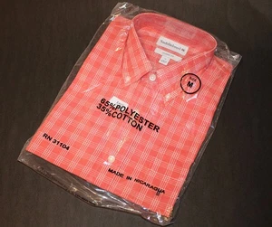 Camicia uomo Saddlebred vestibilità classica manica corta con bottoni corallo a quadri taglia M - Foto 1 di 3