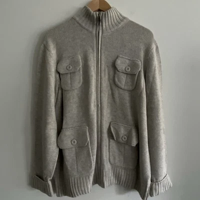 Шерстяной свитер куртка мужская Garret Scott L серый кардиган коренастый вязаные карманы - Изображение 1 из 4