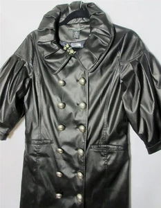 Vertigo Paris S Black Double Breast Coat ¾-Sleeve Pleated Lined 60's Collar - Picture 1 of 5