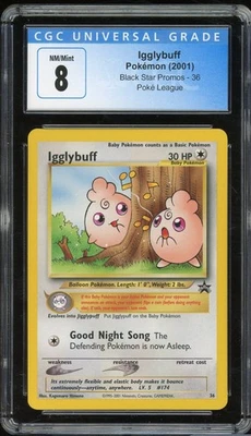 2001 Pokemon Black Star Promo 36 Igglybuff Graded CGC 8 - Image 1 of 2