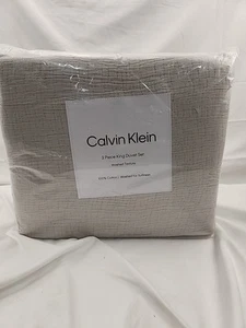 Juego de funda nórdica y fundas Calvin Klein Washed Texture King gris claro nuevo - Imagen 1 de 3