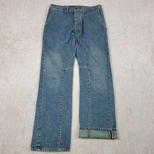 REEF Brand Jeans Mens 32x32 Blue Straight Button Fly Selvedge Denim Surf Skater - Picture 1 of 17