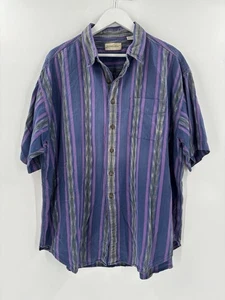 Vintage St. John's Bay Button Down Mens XXL 2XL Purple Striped 90s Retro Classic - Picture 1 of 17